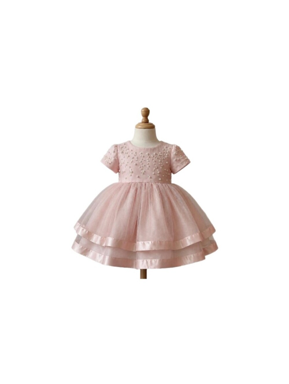 Baby Girl 3-6 mo Pink Dress with Jewlery synthetic pearls Harloro Roses